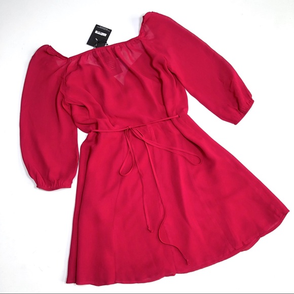 REFORMATION ♦️♦️♦️Eveleigh Lipstick red mini wrap dress ♦️ M - Picture 7 of 15